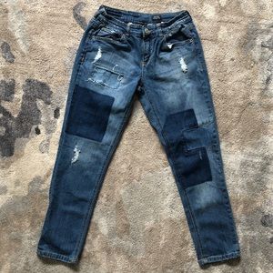 low rise vintage patchwork jeans